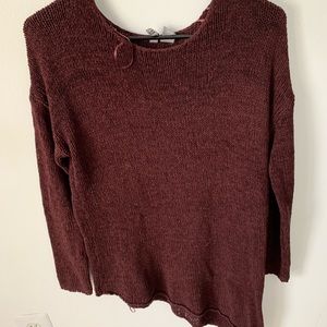 H&M asymmetrical wine colored sweater